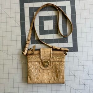 Brahmin Mina Tan Crossbody Bag with Croc-Embossed Texture